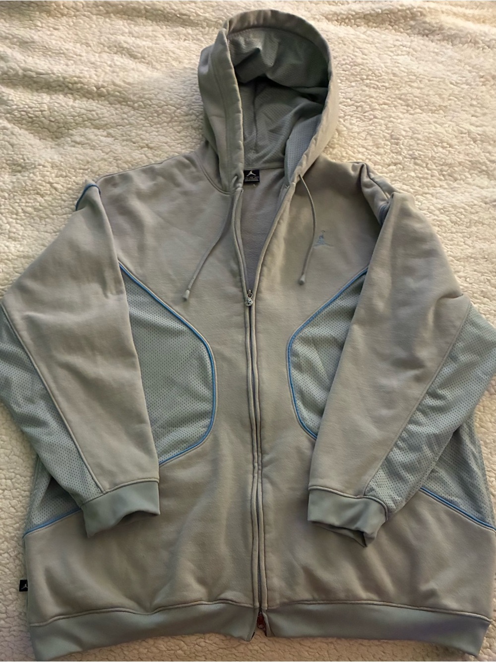 Jordan Men's Vintage Melo 20th  Anniversary Light Gray Zip-Up Hoodie